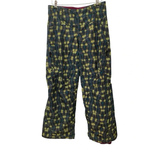 Burton AK Womens Waterproof Snowboard Ski Pants Size Small Plaid Mid Rise Lined - Picture 1 of 9